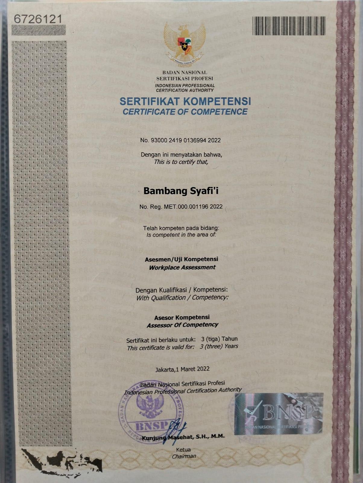 Asesor Kompetensi BNSP