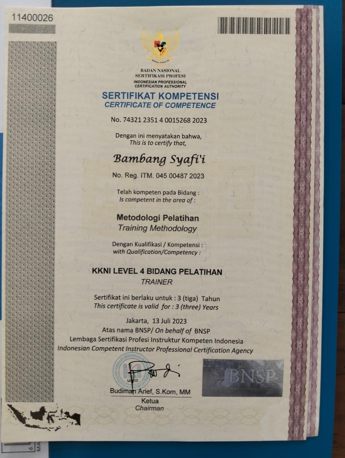 Metodologi Pelatihan KKNI Lvl 4