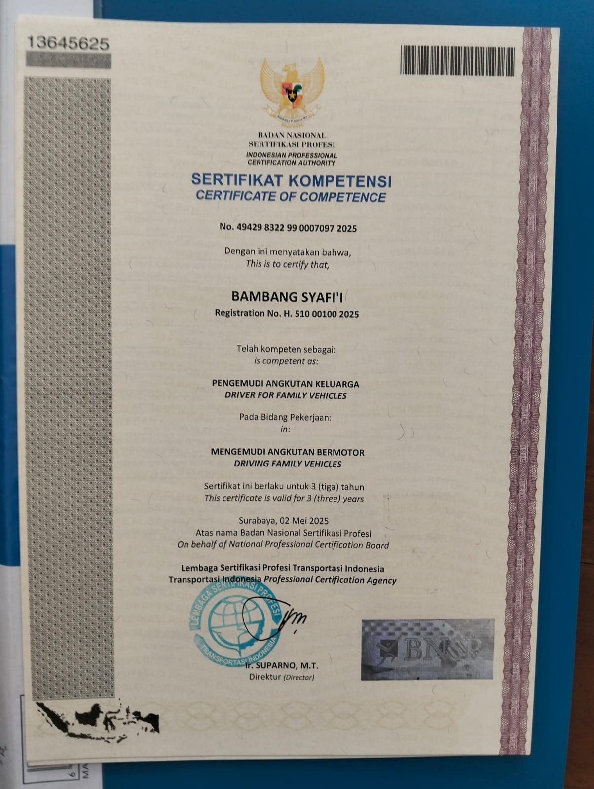 BNSP: Bambang Syafi'i